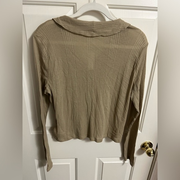 Madewell Drill Khaki Variegated Rib V-Neck Polo Shirt Size XXL NWT - Picture 4 of 6